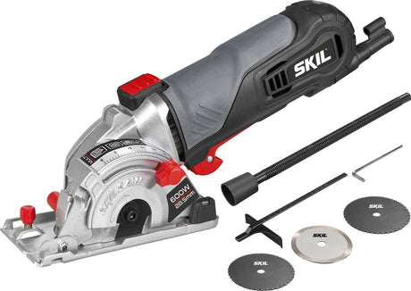 Skil Multisäge 600 W – elektrische Handsäge – Kreissäge – kompakte Multisägemaschine – Breitenführung – Schnittkapazität 28,5 mm – inklusive 2 x Sägeblätter 80 Zähne – 5330 AA