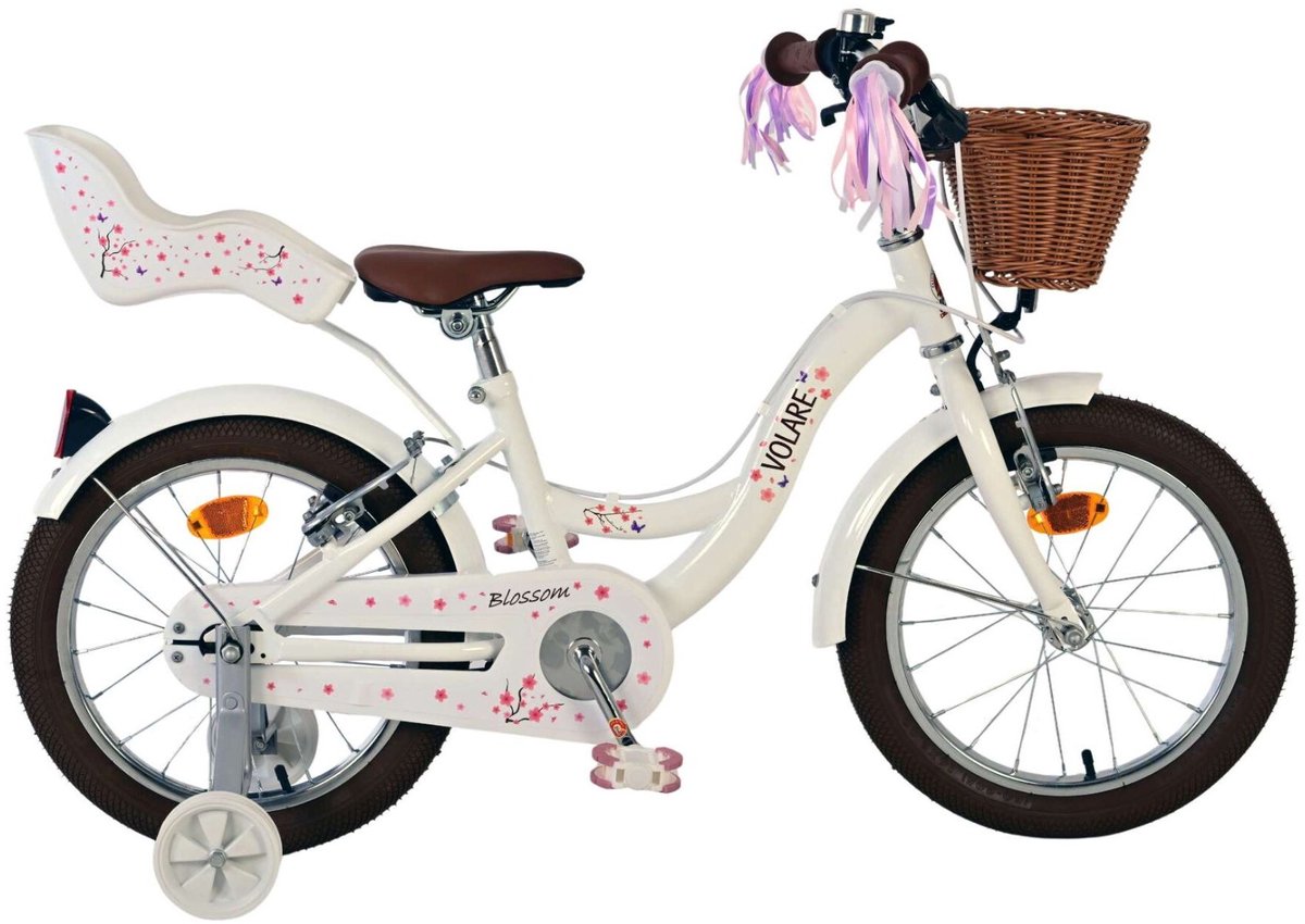 Volare Blossom Children's Bicycle - Mädchen - 16 Zoll - Weiß - Zwei Handbremsen