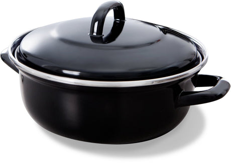 Bk Fortalit Emaille-Bratpfanne 24 cm 2,5 l – Induktionsbratpfanne – emaillierter Stahl – ofenfest bis 230 Grad – keine Antihaftbeschichtung – mit Deckel – Schwarzblau