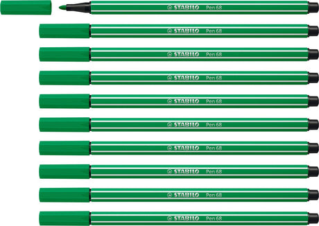 Stabilo Pen 68 – Premium-Filzstift – Smaragdgrün – Box mit 10 Stück