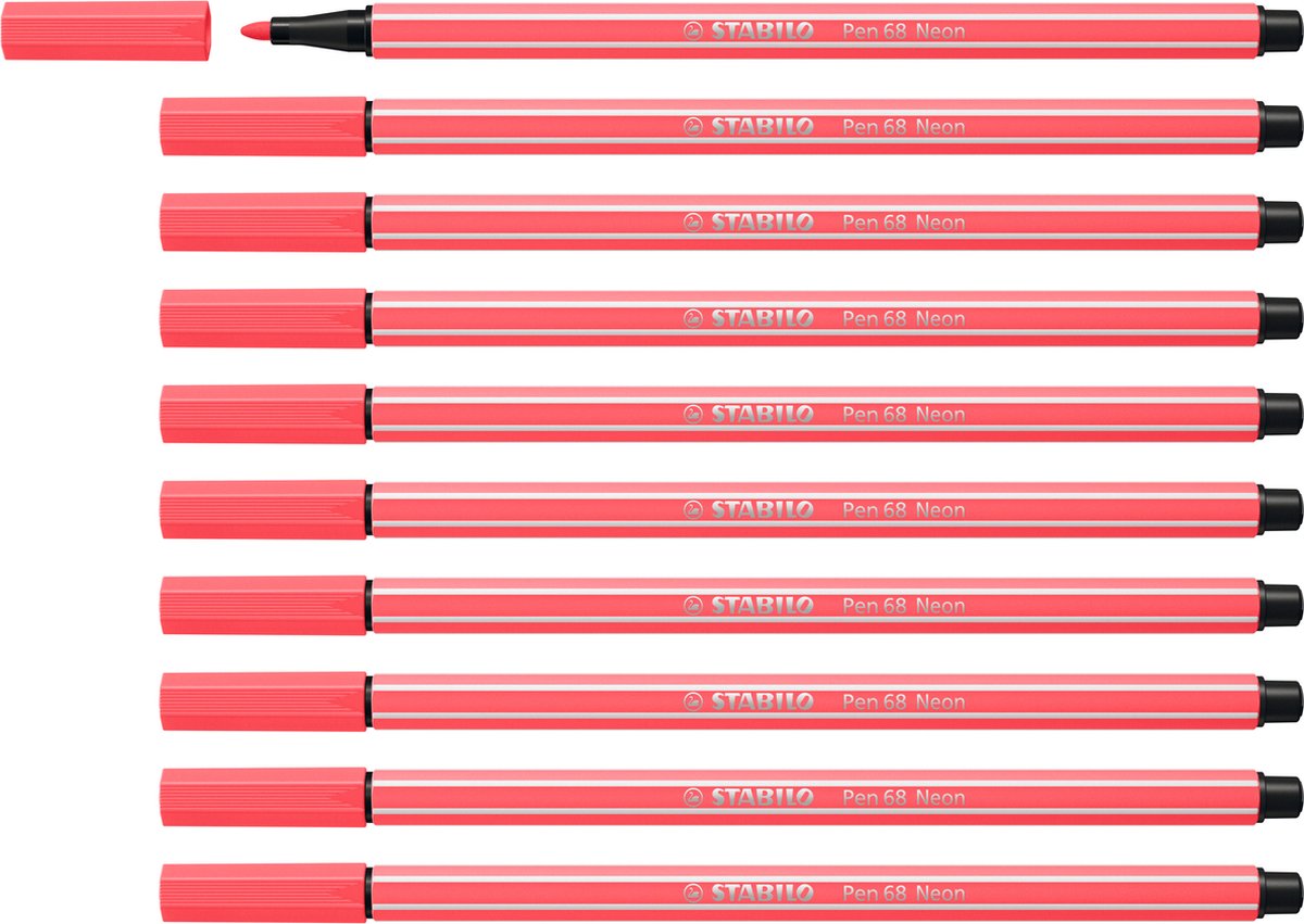 Stabilo Pen 68 – Premium-Filzstift – Neonrot – Box mit 10 Stück