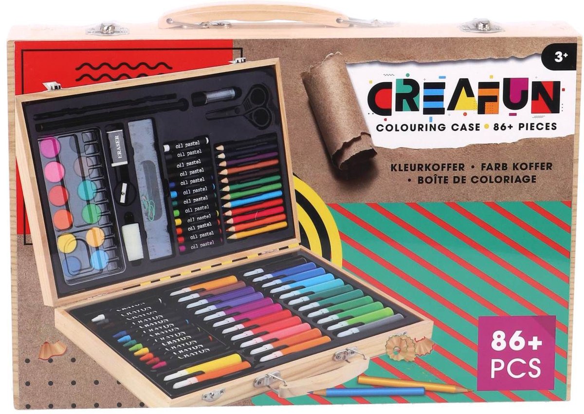 Creafun Malkoffer-Box 86-teilig Holz