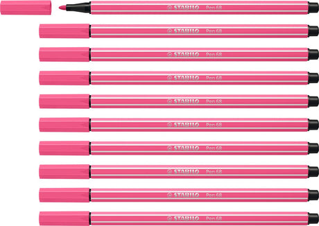 Stabilo Pen 68 – Premium-Filzstift – Pink – Box mit 10 Stück