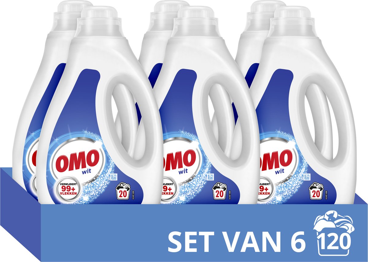 Omo wit vloeibaar wasmiddel - 6 x 20 wasbeurten - voordeelverpakking
