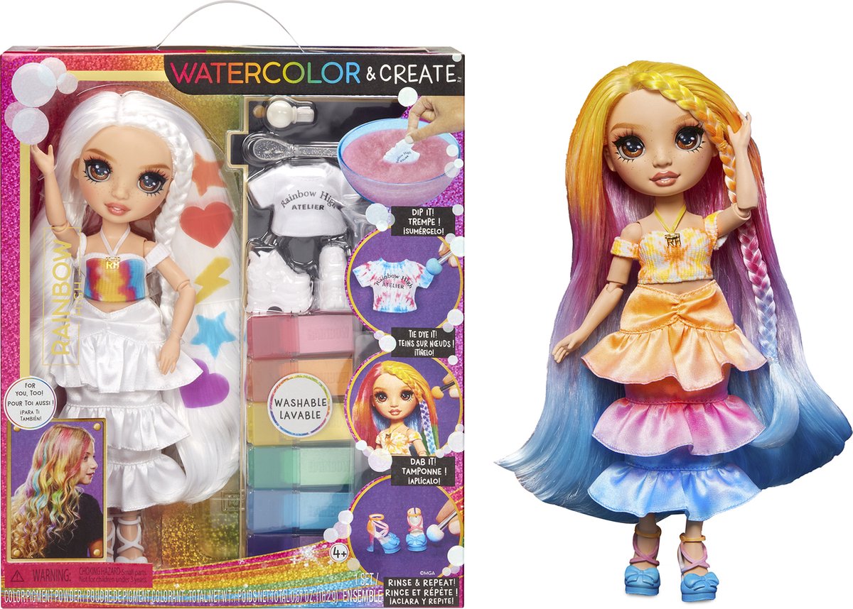 Mga Entertainment Rainbow High Aquarell kreieren Modepuppe – braune Augen