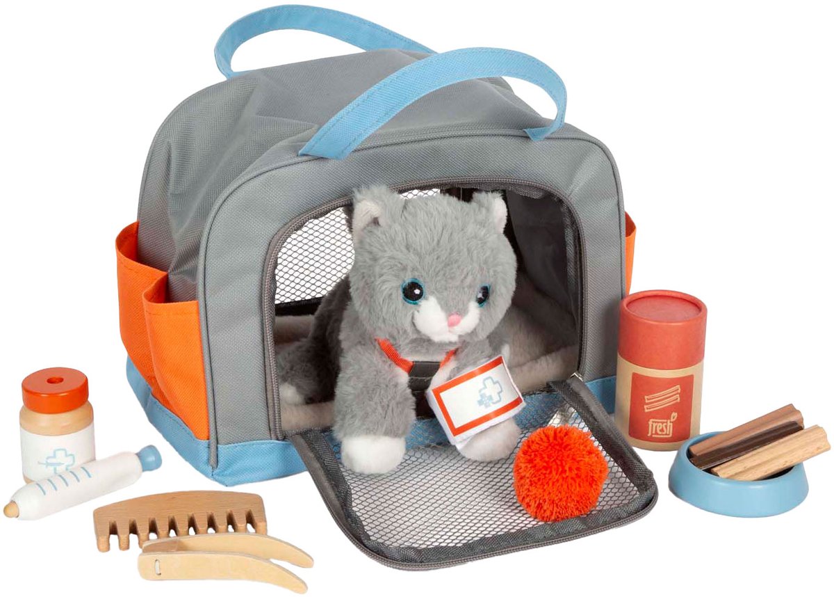 Small Foot - Kuscheltier Katze mit Tragetasche und Pflegeset