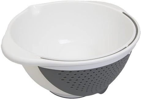 Metaltex Sieb und Schüssel 2-in-1 – 25 cm – Fassungsvermögen 3,5 Liter – Weißgrau