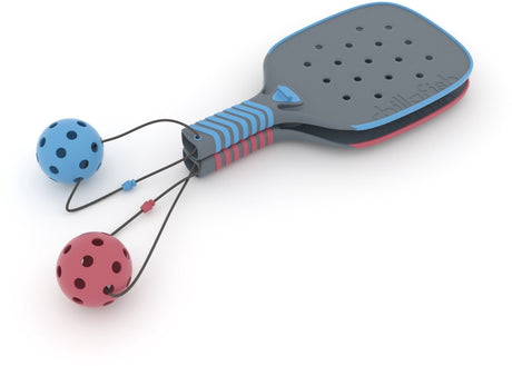 Chillafish Pickleball-Set für Kinder ab 5 Jahren – blau rot – Set mit 2 Pickleball-Schlägern und 2 Bällen – ergonomischer, rutschfester Griff – zusammensteckbare Schläger – ideal für Outdoor-Spaß – Pickli-Modell