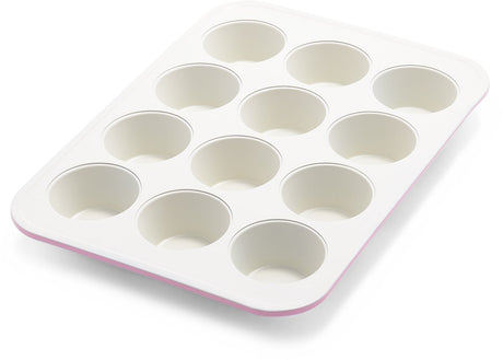 Greenlife Contour Pink Muffinform 12 Tassen – Backofen – antihaftbeschichtet – PFAS-frei