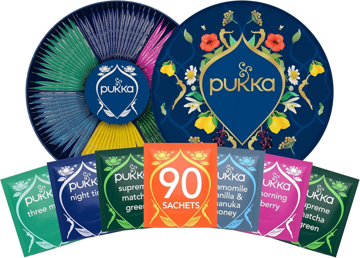 Pukka Tea Luxus-Auswahlbox-Geschenkset – 90 Teebeutel – Bio-Kräutertee – 6 x 15 Beutel – Geschenkset – Teebox – Tee-Geschenkbox