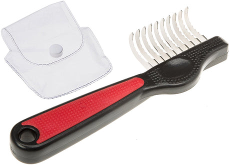 Ferplast Tangle-Kamm, gerades Modell – Hundemantelkamm – 16,3 x 5,2 x 2,4 cm, rot, schwarz