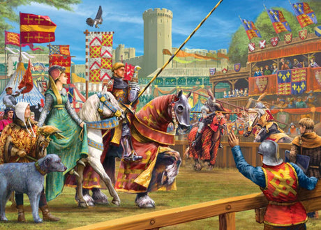 Gibsons Puzzle „Das Turnier in Warwick“ – 1000 Teile voller Puzzlespaß.