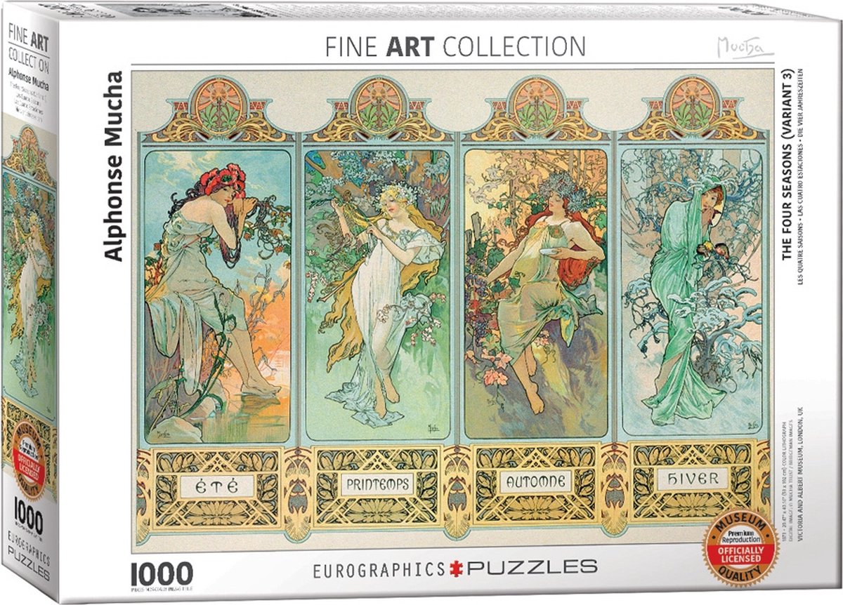 Eurographics – Die vier Jahreszeiten [les quatre saisons] – Alphonse Maria Mucha – 1000 Teile 68×48 cm (B×H) – Kunstpuzzle
