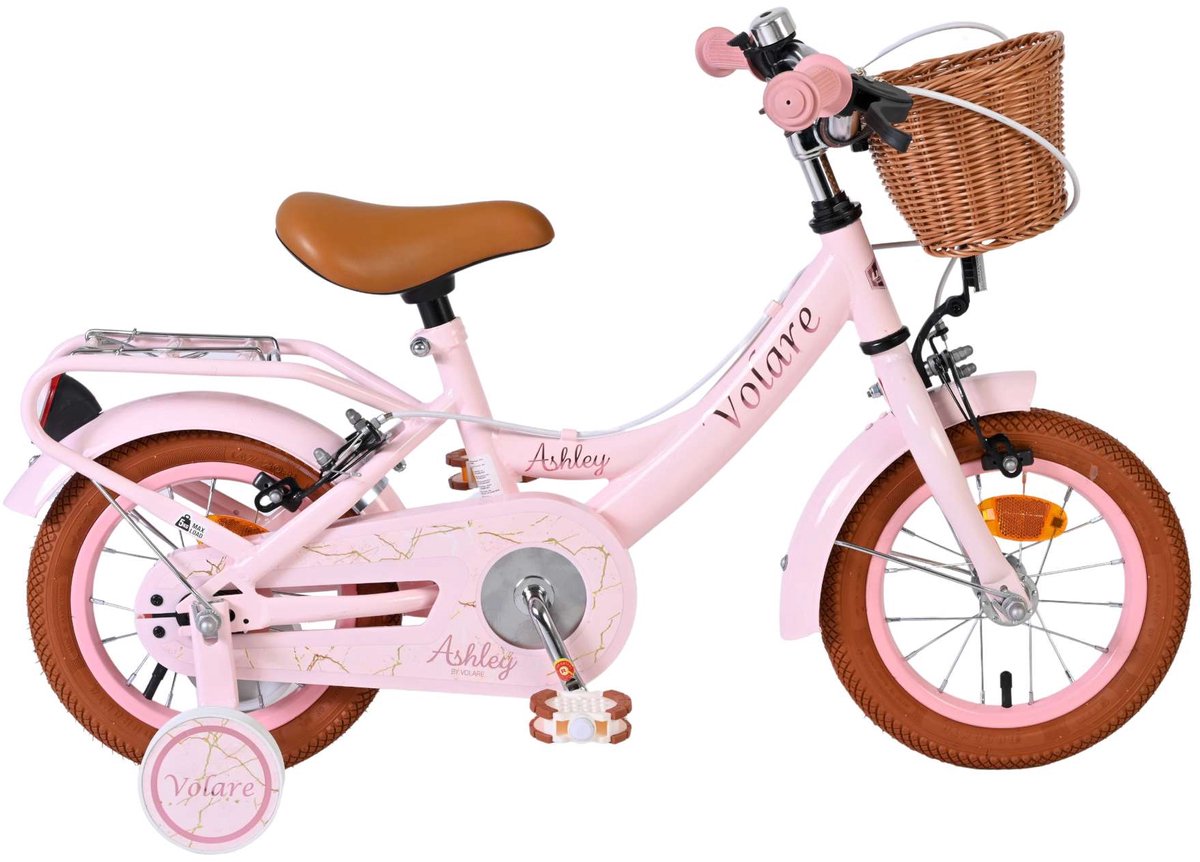 Volare Ashley Kinderfahrrad – Mädchen – 12 Zoll – Pink – zwei Handbremsen