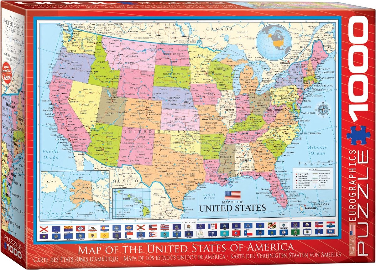 Eurographics - Karte der USA [Karte der USA] - 1000 Teile 68×48cm (B×H) – Puzzle