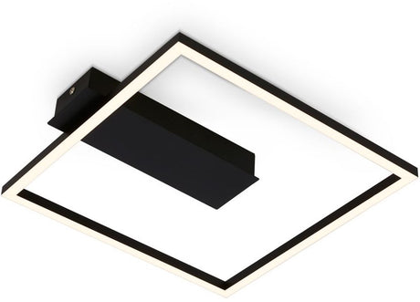 B.k.licht briloner - Deckenleuchte LED-Rahmen - Deckenleuchte mit warmweißem Licht - 3000k - 12w - 1400 lm - 32x30x5 cm - Schwarz