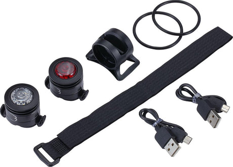 Bbb cycling spycombo fietsverlichtingsset - 40 lumen - usb oplaadbaar bls-127