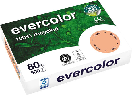 Clairefontaine Evercolor, farbiges Recyclingpapier, A4, 80 g, 500 Blatt, Lachs
