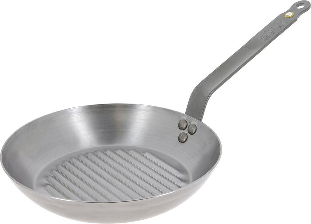 Debuyer de Buyer Mineral B Grillpfanne 32 cm – runde Grillpfanne – Stahlblech – PFAS-frei – induktionsgeeignet – hergestellt in Frankreich
