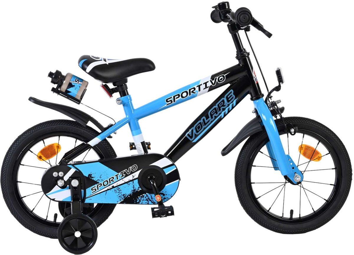 Volare Sportivo Kinderfahrrad – Jungen – 14 Zoll – Blau Schwarz