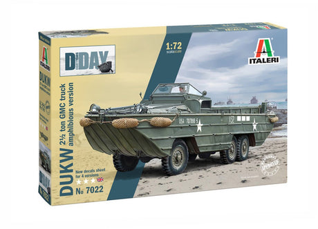 Italeri Modellbausatz Militärfahrzeuge – 7022 Dukw 2 1 2 Ton GMC Truck Amphibious Version – D-Day 80. Jubiläum – Kunststoff – 1:72 – Modellbau