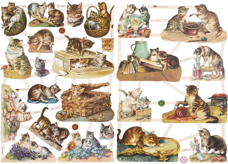 Creativ Company Vintage-Bilder, Katzen, Blatt 16,5x23,5 cm, 2 Blatt 1 Karton