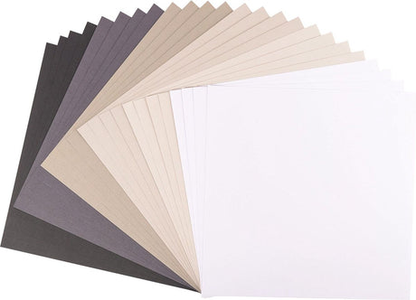 Vaessen creative cardstock - zwart - 30,5 x 30,5 cm - 24 vellen - textuur - 216 g