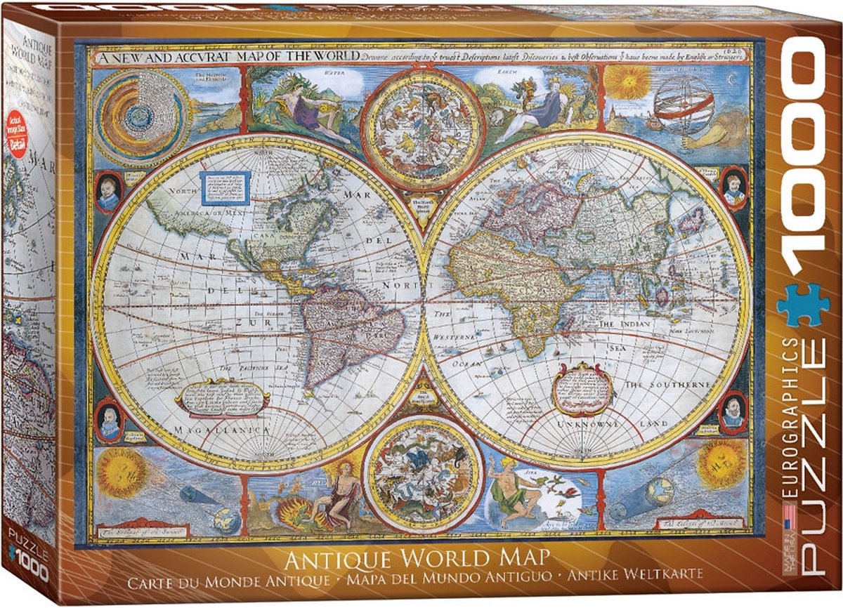 Eurographics – eine neue und genaue Karte der Welt – John Speed – 1000 Teile 68 x 48 cm (B x H) – Kartografie-Puzzle
