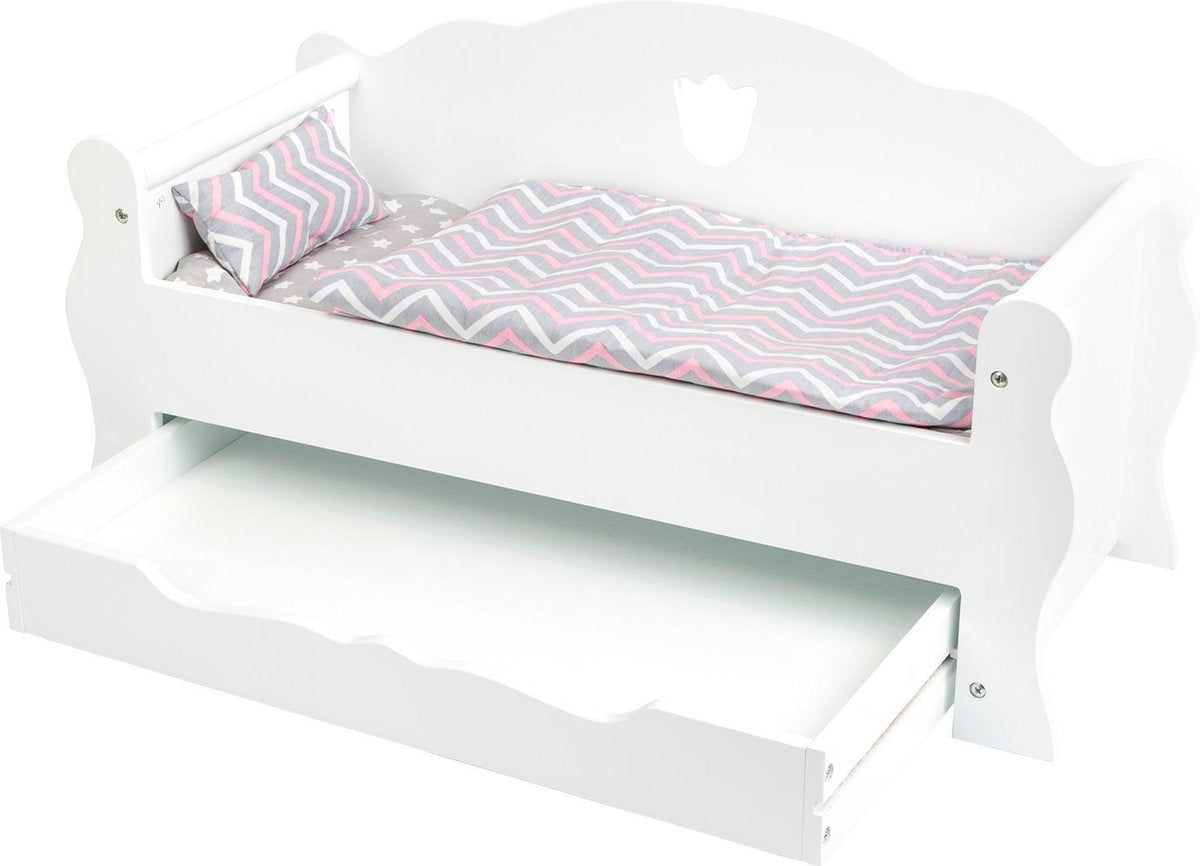 Small Foot - Puppenbett aus Holz mit Schublade und Bettzeug, 4-teilig.