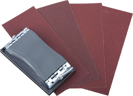 Wolfcraft - Schleifpapierset inkl. Handschleifklotz – 41 Stück – Körnung 60 80 120 180 – 2877000