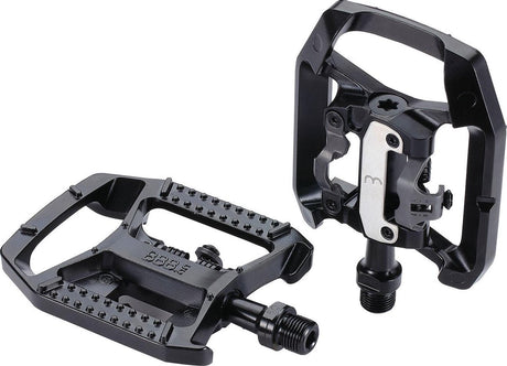 Bbb cycling mtb pedalen - dualchoice - combi fietspedalen: spd anti slip platform pedaal - spd pedalen inclusief schoenplaatjes - zwart - bpd-61