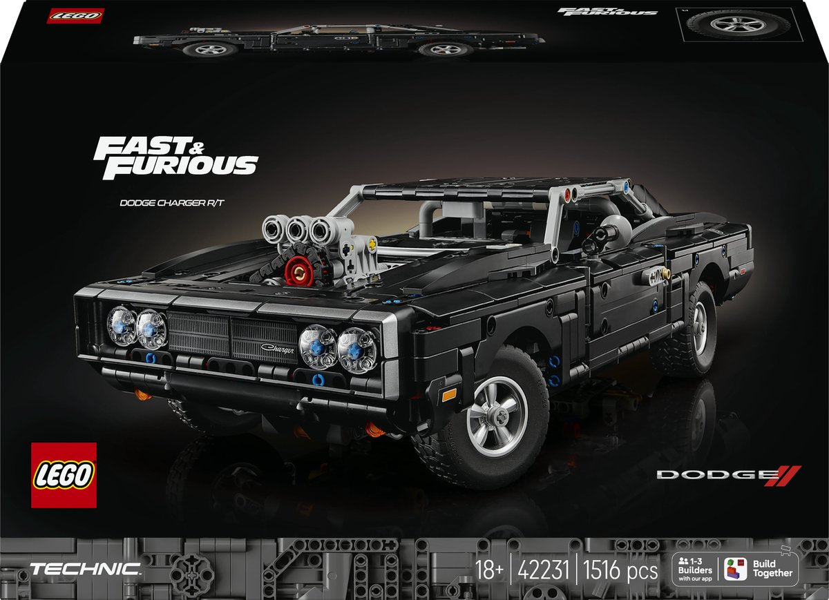 Lego technic fast and furious dodge charger r t auto bouwpakket voor volwassenen 42231