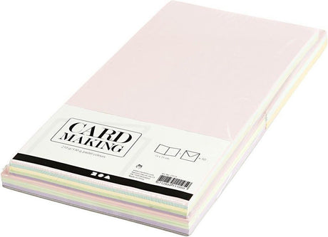 Creativ Firmenkarten und Umschläge, Kartengröße 15x15 cm, Umschlaggröße 16x16 cm, 110+220 gr, Pastellfarben, 50er Set 1 Box