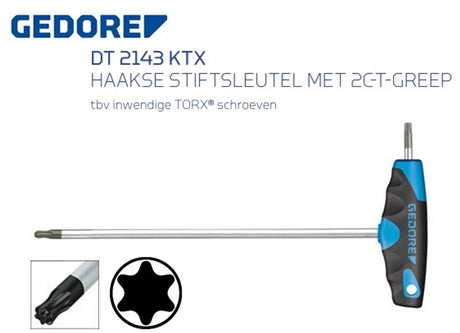 Gedore Winkel-Inbusschlüssel mit 2C-T-Griff für Innen-Torx-Schrauben – T25 – M4,5–M5