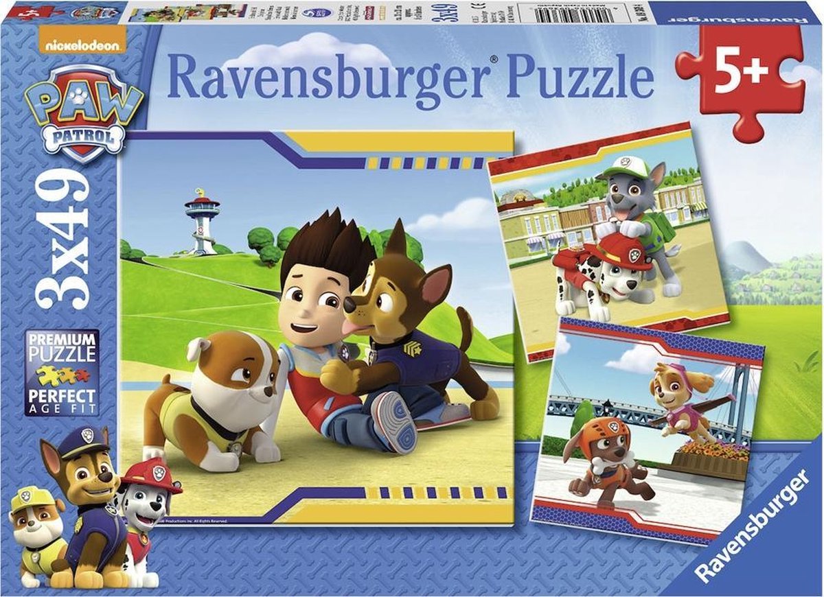 Ravensburger Puzzle Paw Patrol: Helden mit Fell – 3x49 Teile – Kinderpuzzle