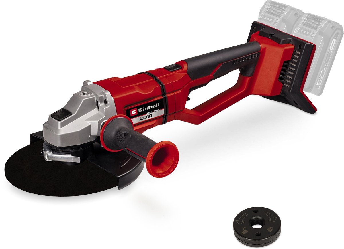 Einhell Profi-Akku-Winkelschleifer Axxio 36 230 Q BL LI Solo – Power X-Change – 36 V Li-Ion – bürstenloser Motor – ø230 mm – 6.600 t min – max. Schnitttiefe: 70 mm - Schnellspannmutter - exkl. Akku, Ladegerät und Schleifscheibe