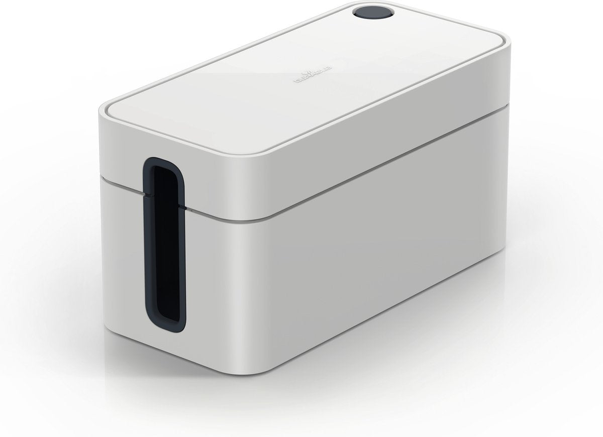 Robuste Kabelbox mit grauen Kabelmanagementsystemen von Cavoline