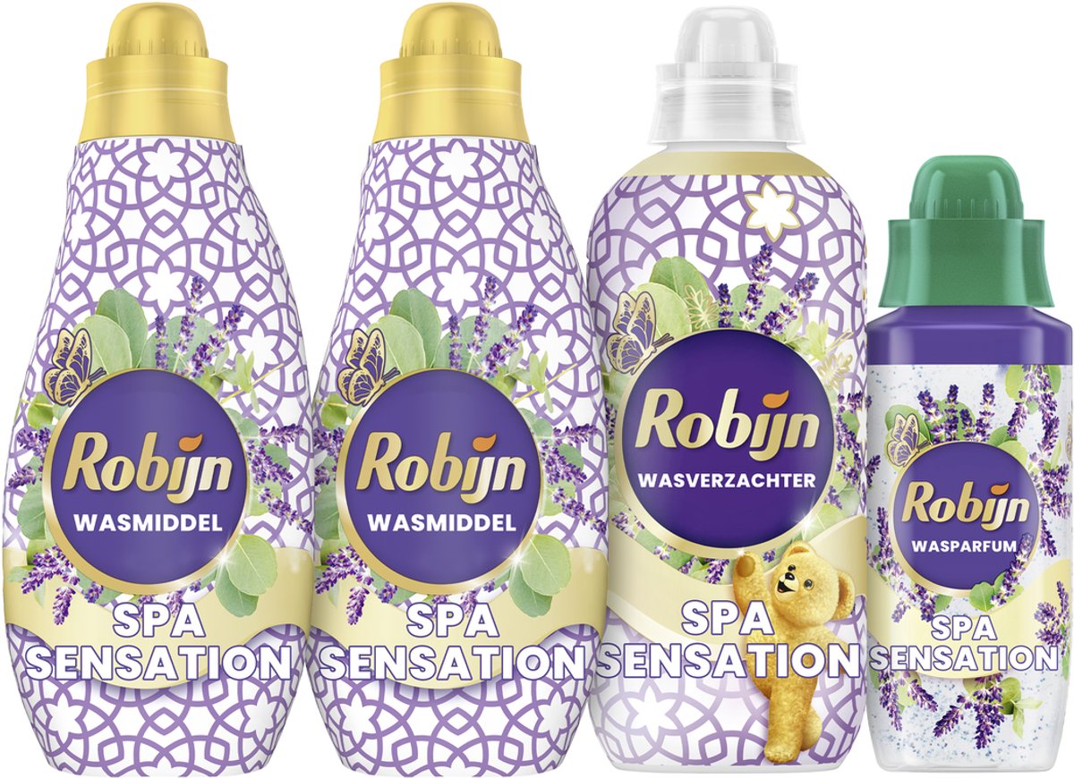 Robijn Perfect Match - Spa Sensation - 4 Stück - 2x Waschmittel + 1 Weichspüler + 1 Waschparfüm - Vorteilspack