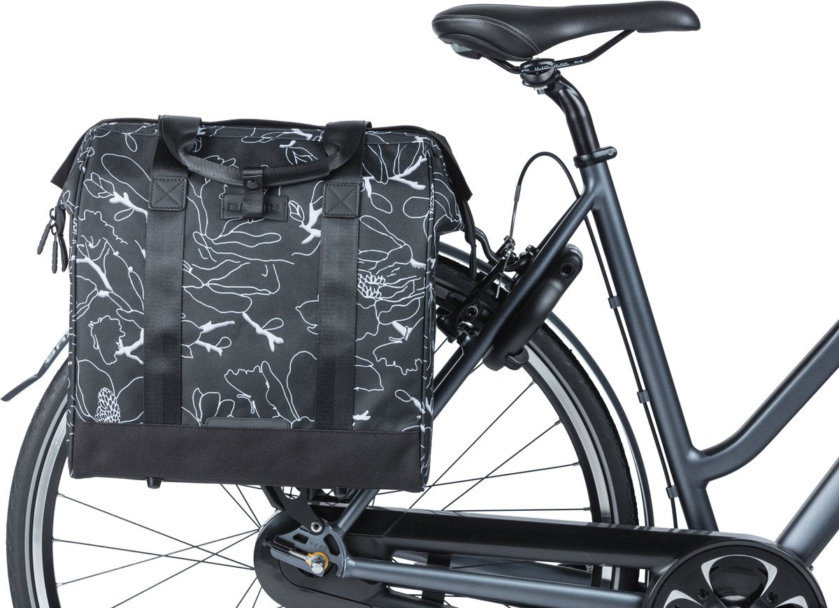 Basil Grand Flower Fiethopper - Schwarzes Wasser -Dispst -Beutel mit Laptop -Box - 23l