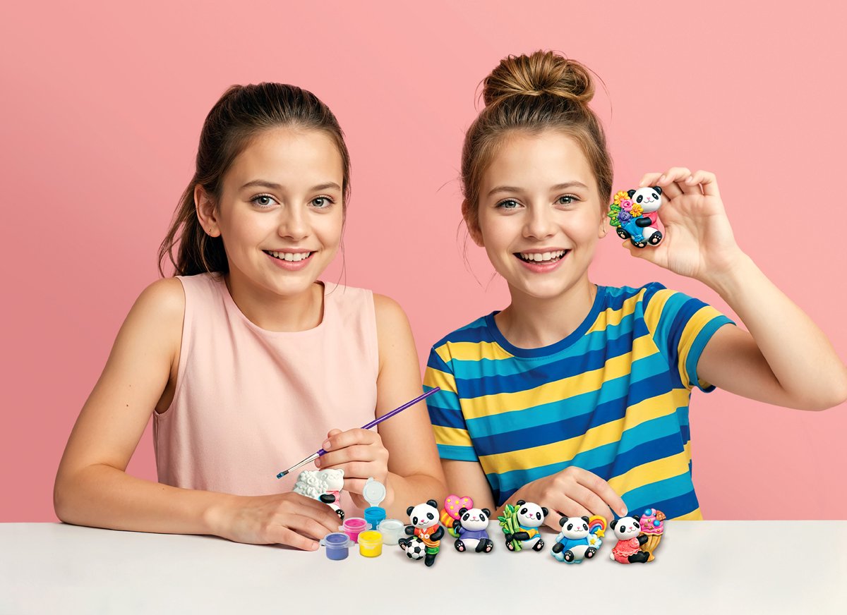4 m Basteln – Gießen und Malen – süßer Pandabär – 6 Magnete – kreatives Spielzeug – 5+