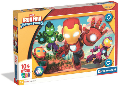 Clementoni – Kinderpuzzle – 104 Teile – Ironman und seine tollen Freunde – ab 4 Jahren
