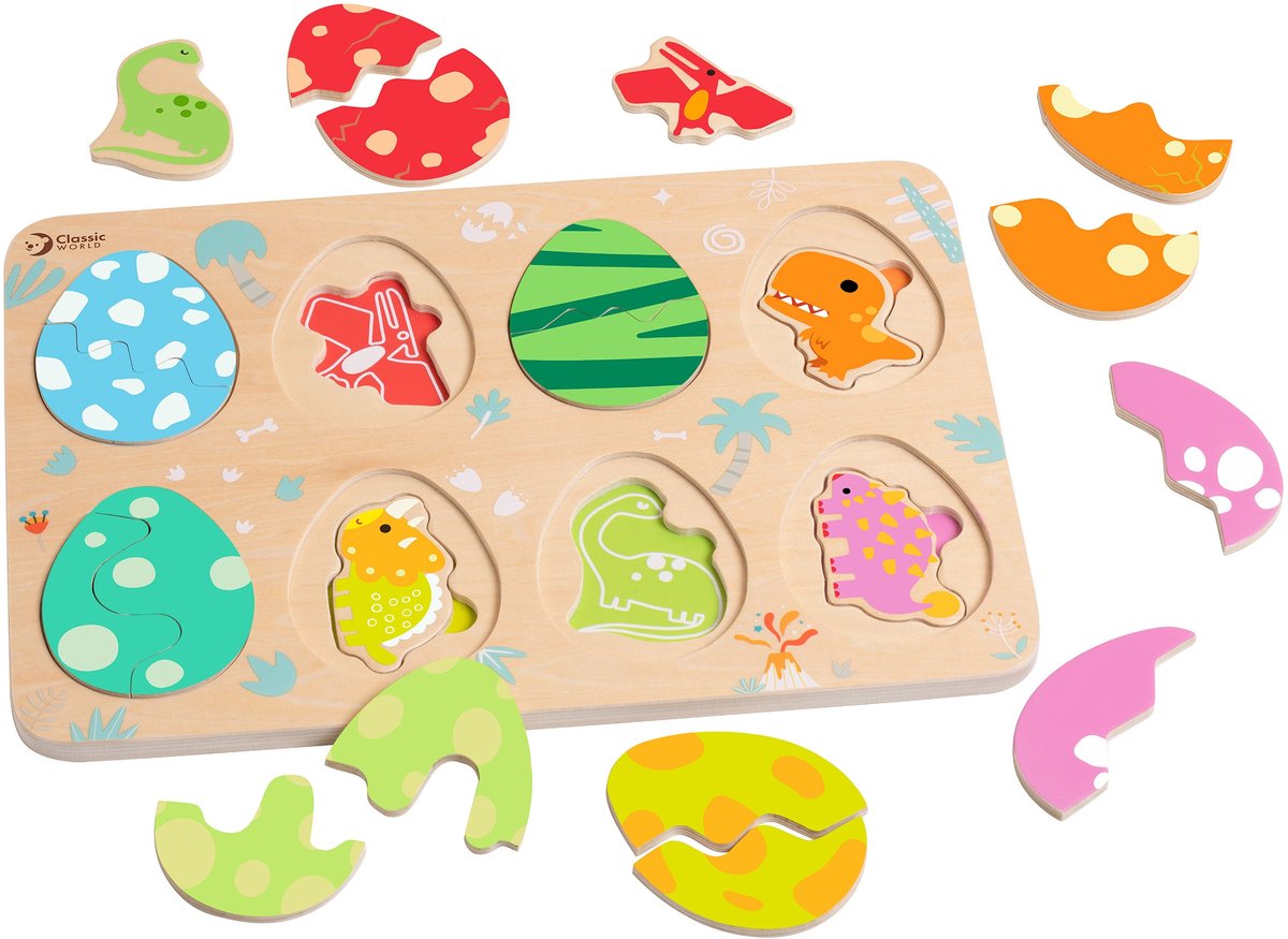Classic World Holzeinlegepuzzle Dinosaurier, 25 Teile.