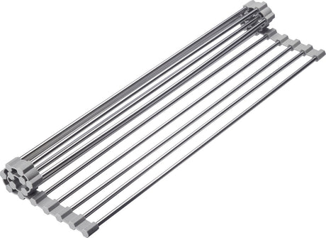 Westmark Abtropfmatte Home – flexible Abtropfmatte mit Silikonrand zum Trocknen von Tellern, Besteck und Gläsern, Abtropfmatte für Spüle – Edelstahl, Silikon, 52512260
