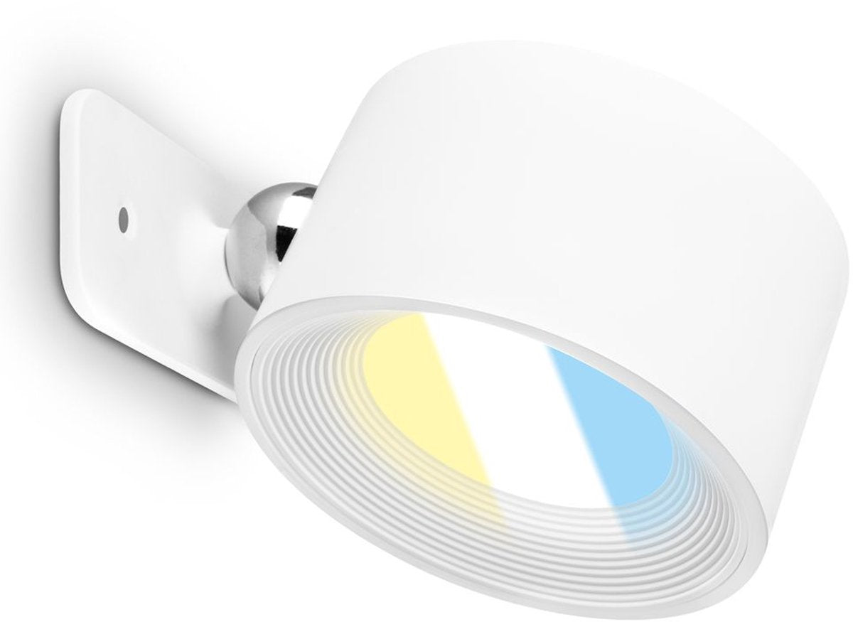 B.k.licht briloner tari – Wandleuchte wiederaufladbar im Innenbereich – dimmbar mit Touch – CCT – drehbar – mit Magnet – Akku und kabellos – USB-C – weiß