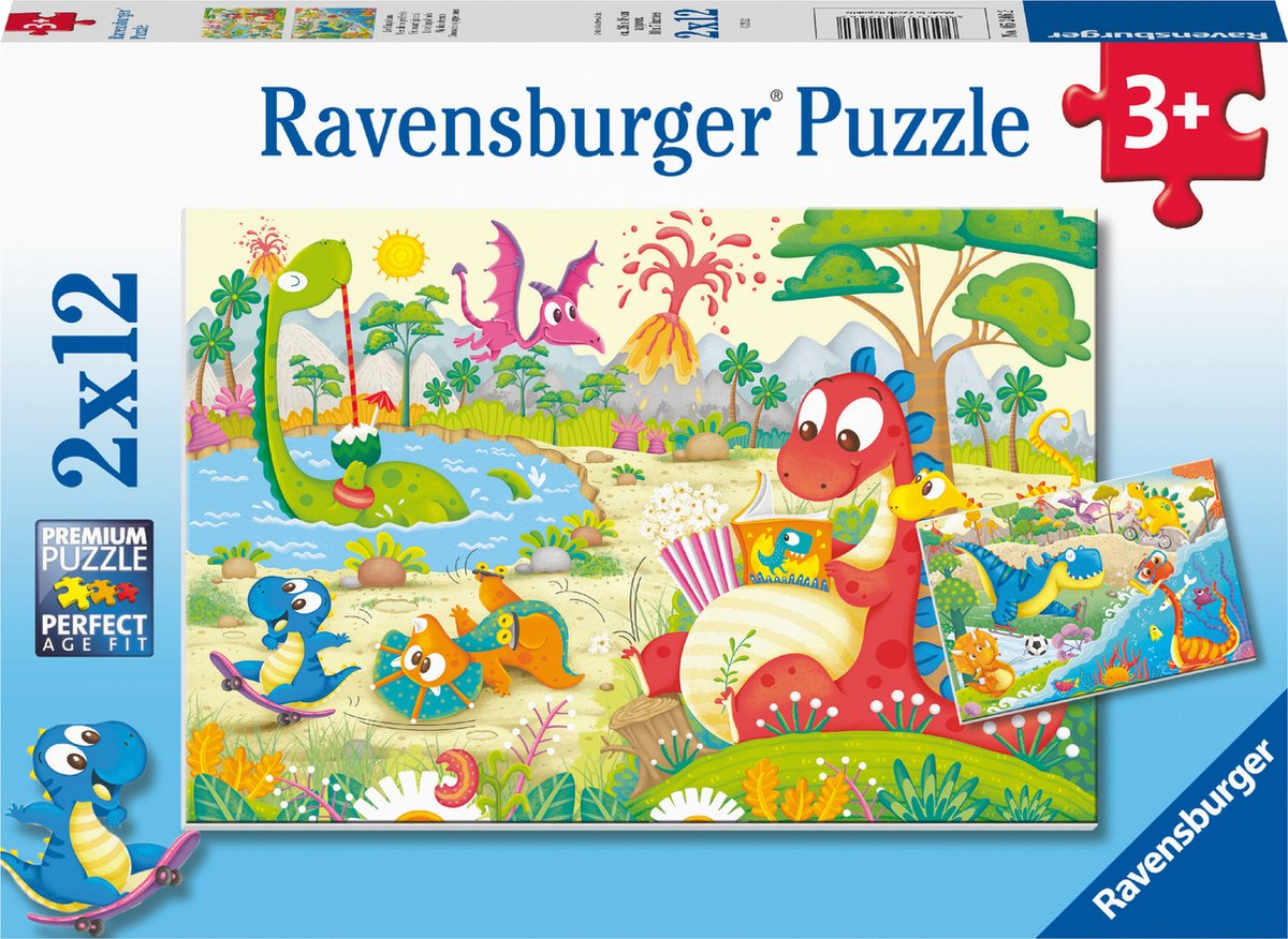 Ravensburger Puzzle Lieblings-Dinosaurier – zwei Puzzles – 12 Teile – Kinderpuzzle
