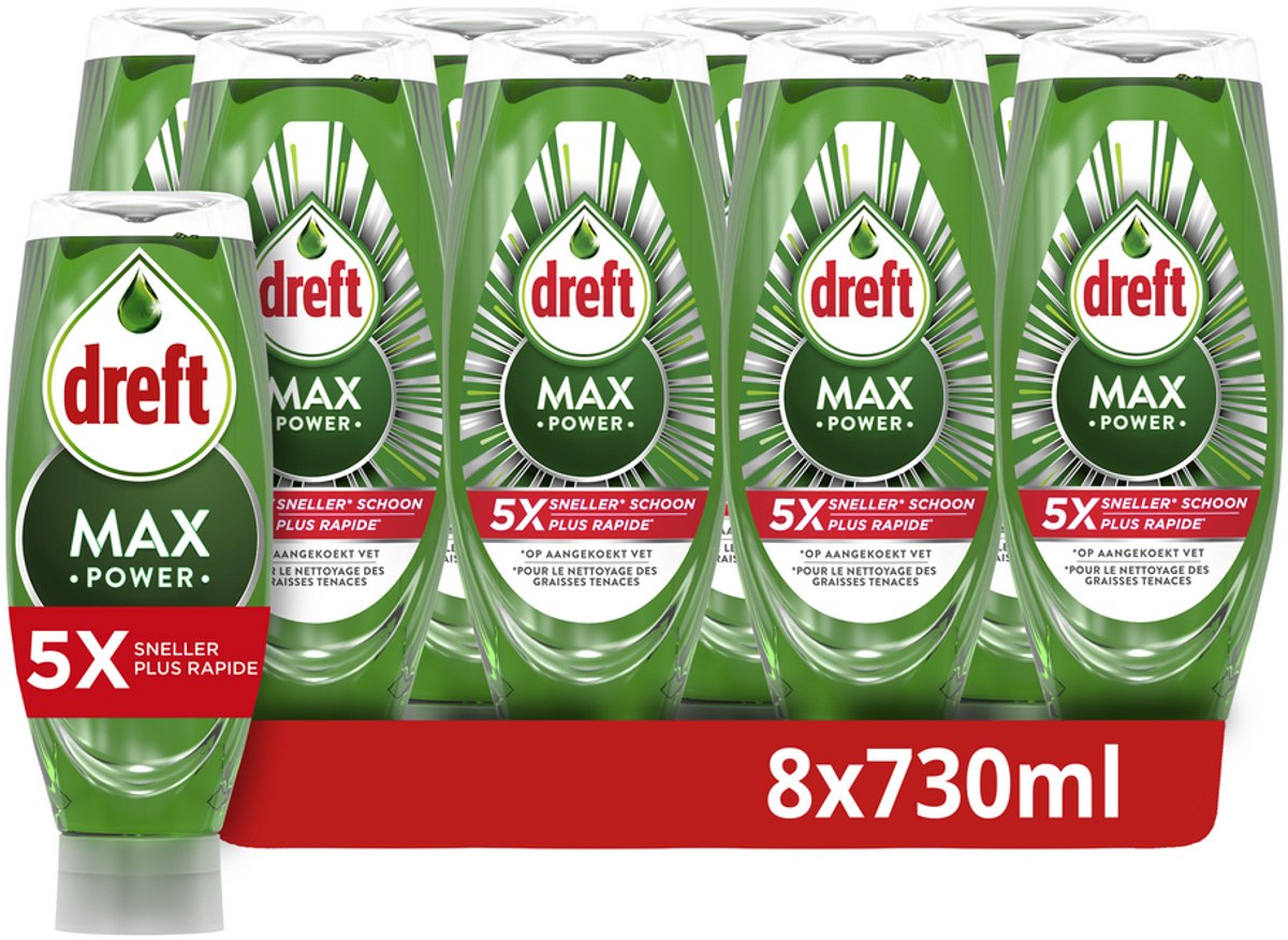 Dreft Maxpower flüssiges Geschirrspülmittel – 8 x 730 ml