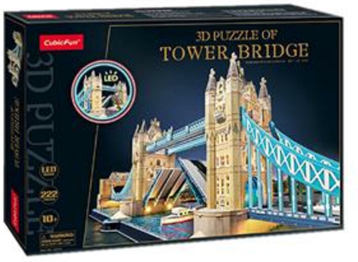 Würfelspaßige 3D-Puzzle-Turmbrücke mit LED-Beleuchtung