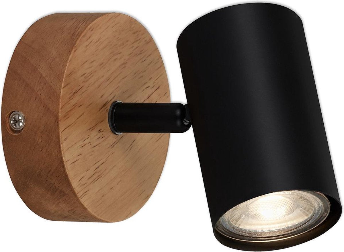 Briloner Leuchten Holzstil - Wandleuchte - Strahler drehbar - GU10 - Material: Holz und Metall - Farbe: Schwarz