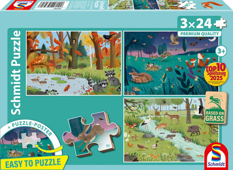 Schmidt - Puzzle - Wald- und Wiesentiere - 3 Teile - Kinder - ab 3 Jahren