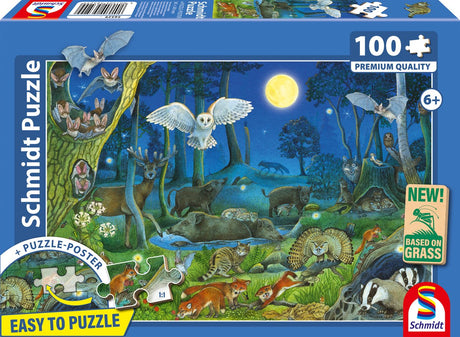 Schmidt - Puzzle - Tiere im Nachtwald - 100 Teile - Kinder - ab 6 Jahren